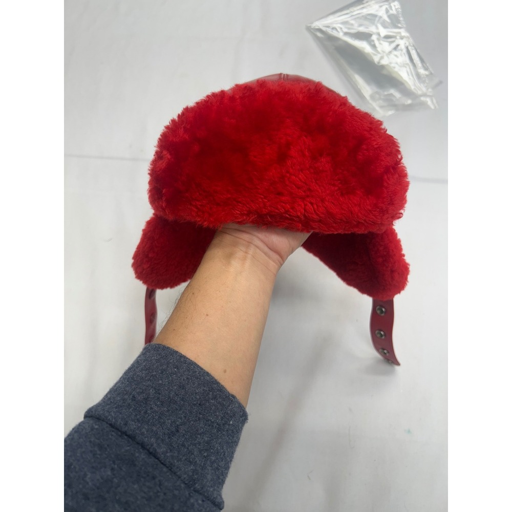 Stormwear Aviator Hat Unisex One Size Red Leather Faux Fur Trapper